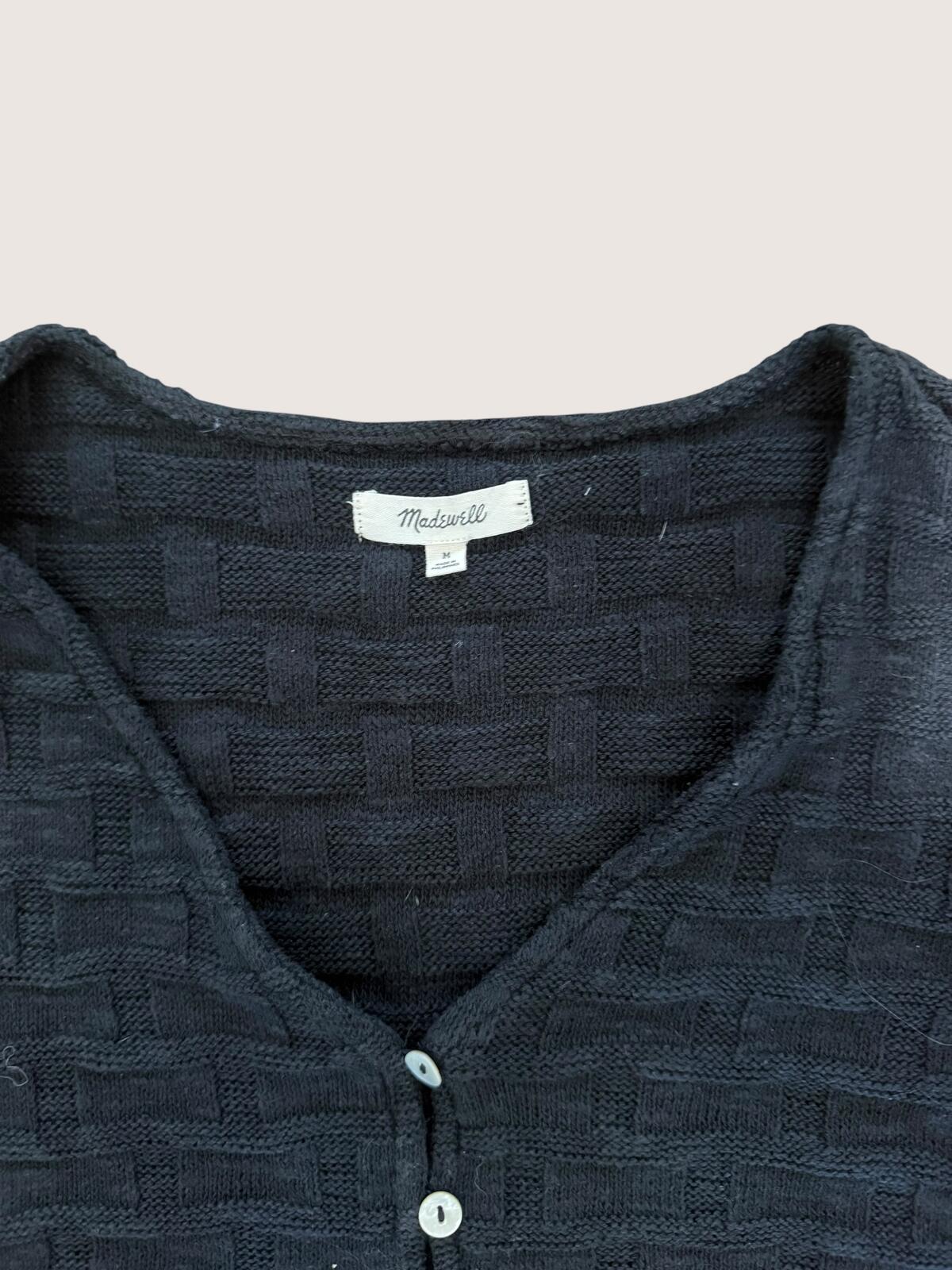 Madewell Black Cropped Button-Up Knit Vest