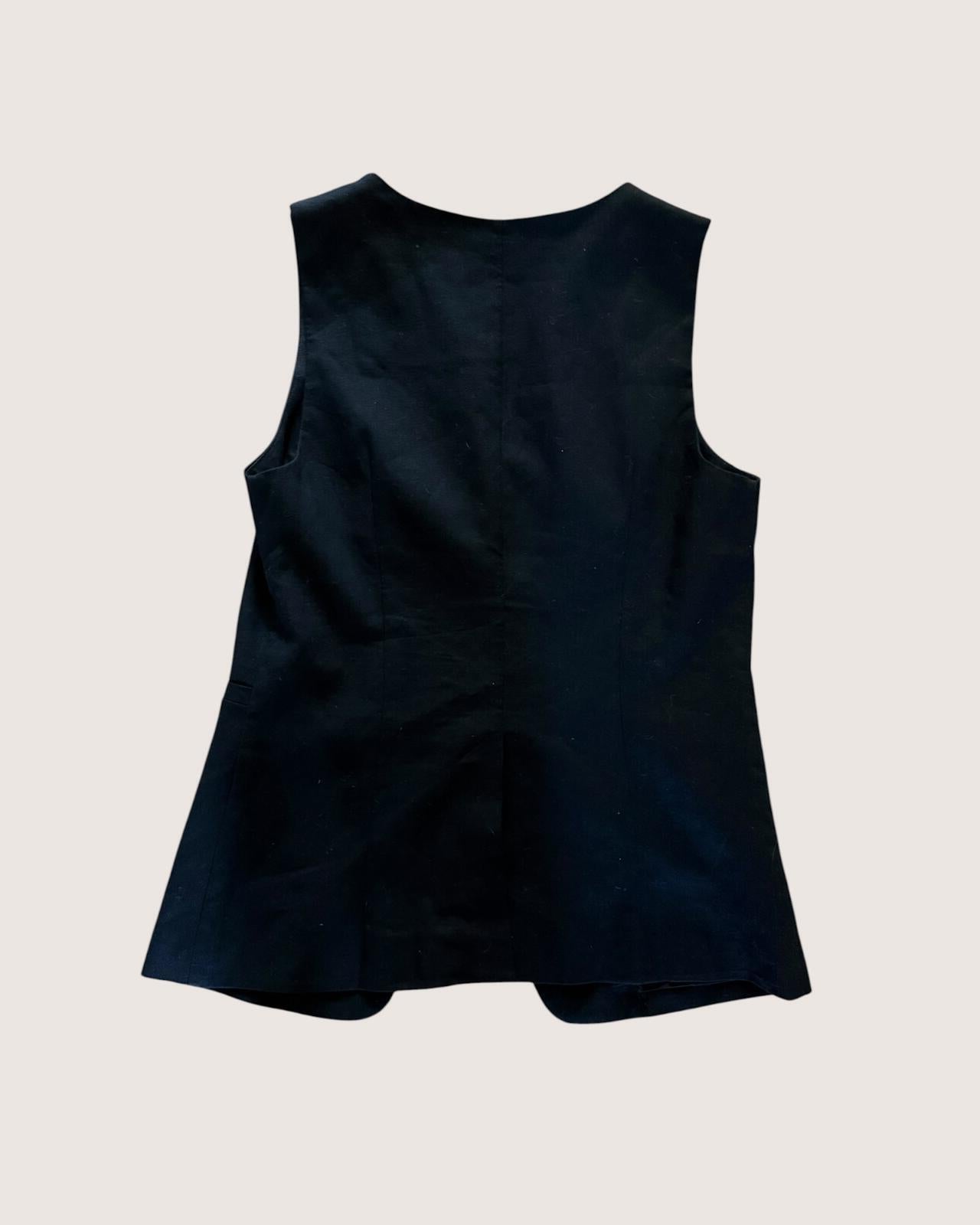 GAP Black Sleeveless Button-Up Vest
