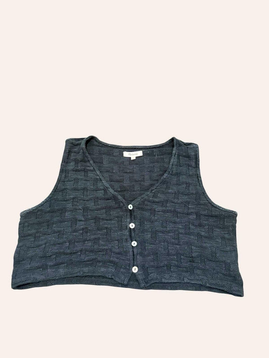 Madewell Black Cropped Button-Up Knit Vest